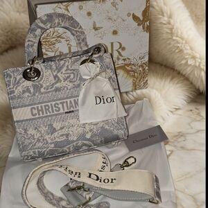 Cream & Light Gray Book Tote Satchel with Detachable Strap